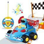 SOKA My First Remote Controlled Racing Car for Toddlers with Sound and Light Toy car Birthday Gift Present for Boys Girls - Blue