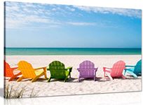 Beach Chairs Canvas Wall Art Picture Print (18x12in)