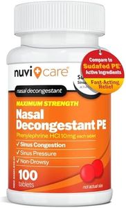 NUVICARE Max Strength PE Phenylephrine HCl 10mg Non Drowsy Nasal Decongestant - Allergy Sinus Congestion Relief Compare to Sudafed PE Decongestant Tablets - Sinus Decongestants for Adults (100 Count)