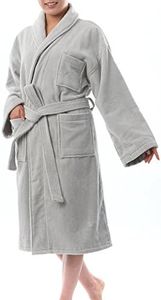 Alpine Swiss Blair Womens Cotton Terry Cloth Bathrobe Shawl Collar Velour Spa Robe GRY SM