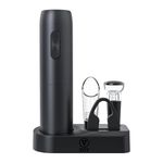 VGY Rechargeable Electric Wine Opener, 5 in 1 set with Automatic Electric Wine Bottle Corkscrew Opener, Foil Cutter, Vacuum Stopper, Wine Pourer and Storage Charging Stand