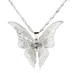 silvery Butterfly Pendant Necklace Crystals Butterfly Jewelry Gifts for Women,18 Inch Silver Chain