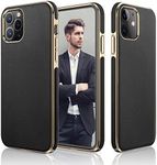 LOHASIC for iPhone 12/12 Pro Case Men, Luxury Leather Slim Business Classic Soft Grip Shockproof Bumper Full Body Protective Women Cover Cases for iPhone 12/iPhone 12 Pro 5G 6.1 inch - Black