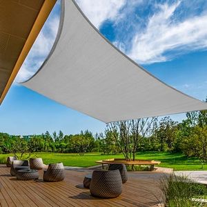 KANAGAWA Sun Shade Sail Curved 20'X26' Grey Rectangle Outdoor Shade Cover UV Blovk Canopy for Patio Garden Backyard Heavy Duty Permeable 185GSM (We Make Custom Size)