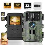 Wildlife Camera 4K Trail Camera 60MP with Built-in WIFI App Control Night Vision Motion Activated Hunting Camera IP66 Waterproof 0.1s Trigger Time Game Camera for Wildlife Monitoring with 32GB SD Card