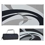 Reversible Mats 159181 Black & White Swirl Pattern Mat 9-Feet x 18-Feet)