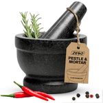 ZENO Pestle and Mortar Set | 11cm Diameter Large Capacity Hard Natural Granite Mortar For Smashing | Grinding and Crushing | Premium Solid Granite Stone (11cm x 8cm, Single Pestle)