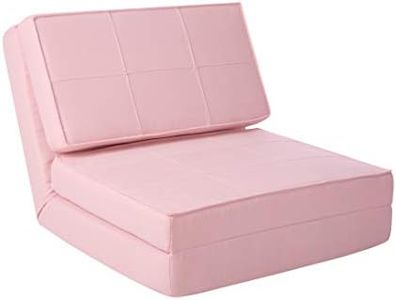 Urban Shop Convertible Flip Lounge and Gaming Floor Chair, Suede, Light Pink