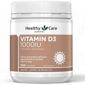 Healthy Care Vitamin D3 Capsule 1000IU - Promotes Bone Health & Calcium Absorption - Premium Quality Dietary Supplement - 500 Capsules