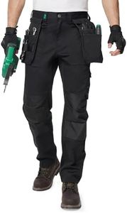 SK Men's Work Pants with Holster Pockets Reinforced Knee, Black, 34W30L