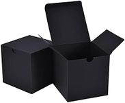 50 Pack Black Gift Boxes 4x4x4 inches, NIGNYA Small Kraft Cardboard Gifts Boxes Paper Cube Favor Box Easy Assemble Paper Gift Box with lids for Presents Birthday Christmas Wedding Party