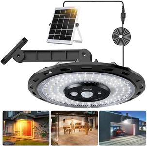 FabStyl Solar Light Indoor Outdoor, 3000LM Solar Shed Light Rotation Design, Waterproof 5 Modes (2 for All Day Lighting) Motion Sensor, Dimmable Remote for Barn Patio Chicken Coop Gazebo Garage