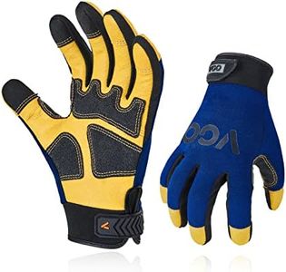 Vgo... 1 paire de gants de travail en cuir de sécurité, gants de mécanicien, gants anti-vibration, gants de manutention, résistance à l'abrasion, paume plaquée (PA7726)