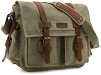 Kattee Leather Canvas Camera Bag Vintage DSLR SLR Messenger Shoulder Bag