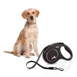 Flexi Classic Retractable Dog Leash, One Hand Brake System, Non-Slip GripHandle, Nylon Tape, 5m/16 ft, Leash for Medium Size Dogs, Max Capacity - 25 KG, Black