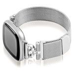 HAYONLIY Magnetic Bands Compatible for Fitbit Sense 2/Fitbit Versa 4/Fitbit Sense/Fitbit Versa 3, Mesh Stainless Steel Bling Strap, Dressy Replacement Adjustable Wristband for Women-Silver