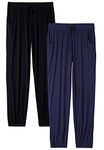 Rosyline Womens Jogger Pants Soft Lounge Pants Sleep Pajama Bottoms with Pocket Black/Navy Blue L