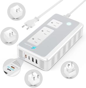 220V to 110V Voltage Converter US to Europe for Curling Iron and Hair Straighteners, Power Converter for European Travel Plug Adapter with 2 USB A & 2 USB C Ports (Type ACGI-Global-65W Fast Charging)