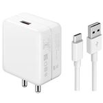 ShopMagics Fast Type-C Charger for LG G7 ThinQ / G 7 ThinQ Charger Original Adapter Like Qualcomm QC 3.0 Quick Charge Adaptive Fast Charging, Rapid, Dash, VOOC, AFC Charger With 1 Meter Type C USB Data Cable (3.0 Amp, TDS4, White)