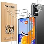 Kiewhay Tempered Glass Compatible with Xiaomi Redmi Note 11 Pro 4G/ 5G Screen Protector 6.67'', 3x Screen Protector + 4x Camera Lens Protector, [9H Hardness] [No Bubbles] 99.99% HD Glass Film - 7 Pcs