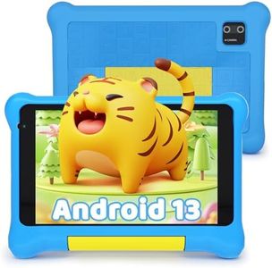 Hakaug Tablette pour Enfants Android 13 de 7 Pouces avec contrôle Parental et éducation des Enfants, Bluetooth, WiFi, Double caméra, GMS, Coque Antichoc (Bleu)