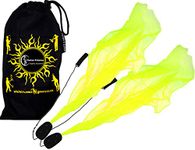 Flames 'N Games ANGEL POI Set Practice Poi AKA Scarf Spiral Poi + Travel Bag (Yellow)