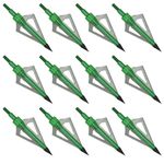 12Pack Hunting Broadheads, Archery Broadheads， 3 Blades Archery Broadheads 100 Grain Screw-in Archery Arrows Hunting Points， Metal Tips Compatible with Crossbow and Compound Bow