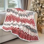 PAVILIA Premium Christmas Sherpa Throw Blanket | Christmas Decoration, Fleece, Plush, Warm, Cozy Reversible Microfiber Holiday Blanket 50 x 60