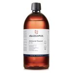 Naissance Sweet Almond Oil (no. 215) 1 Litre – for Skin, Hair, Massage, Nails, Cuticles, Ears, Face, Body, Stretch Marks - Natural Skin Care, Carrier Oil for Aromatherapy