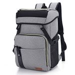 Youngoa Cooler Bag Backpack, 30L Insulated Waterproof Wine/Beer Cooler Bag, Large Thermos Picnic Cooler Lunch Bag Rucksack for Travel/Beach/Hiking/Camping YG035 Light Grey