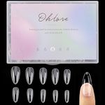 Almond Shaped Nail Tips 500Pcs Clear Acrylic Medium Nails Full Cover with Case for DIY Nail Art, 10 Sizes