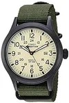 Timex Men's Expedition Scout 40mm Watch – Black Case Cream Dial with Green Fabric Strap
