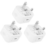 USB C Plug iPhone Charger [MFi Certified] 3 Pack 20W PD 3.0 Delivery Fast Charger USB Type C Wall Plug Power Adapter UK Compatible iPhone 16/15/14/13/12/11 Pro/Pro Max/Mini/XS Max/XR/SE 2020, iPad/Air