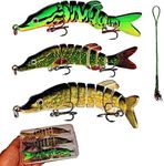 Abziyat Fishing Lure Bait Swimbait Minow Lures Fishing Tool Hook Lifelike Fish Hunting Bass Trout Muskie Catfish (Muskie-5''-3PCS-Set A)