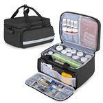 CURMIO Pill Bottle Organizer Bag with Combination Lock, Medicine Organizer and Storage Case for Prescription Bottles, Empty First Aid Bag for Home and Travel, Black (Patented Design)