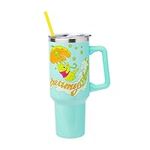 Silver Buffalo Disney Winnie The Pooh “Dreamy Days” Retro Art Stainless Steel Tumbler with Handle and Straw, Fits in Standard Cup Holder, 40 Ounces