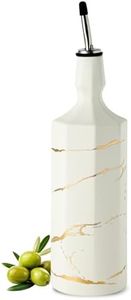 Howise Ceramic Olive Oil Dispenser Bottle, White Oil Dispenser Bottle for Kitchen, Large Capacity 26oz Oil and Vinegar Bottles Dispenser