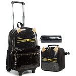 ZBAOGTW Rolling Backpack for Girls Backpack for Girls with Wheels Casual Lightweight Elementary Students, Black, 18inch, Aesthetic