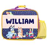 Bluey Personalised Children’s Lunch Bag - Insulated School Lunch Bag for Kids - Thermal Lunch Box for Boys and Girls - Purple