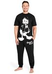 Disney Mens Pyjamas Jack Skellington Donald Duck Grumpy Men's Nightwear Set T-Shirt Long Bottoms PJs M-3XL Loungewear (Black Donald Duck, L)