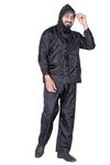 KeepCart Golf Rain Gear for Men 100% Waterproof Polyester Double Layer Standard Length with Pants, Adjustable Hood Rain Coat (2XL, Black)