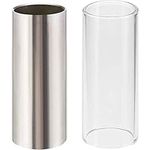 2 Pieces Glass Slide and Stainless Steel Slide in Box for Guitar, Bass, Medium (6 cm)