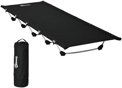 Outsunny Lightweight Camping Bed, Aluminium Portable Camp Cot Sleeping Bed w/Strong Support 150kg and Carry Bag for Outdoor Overnighter Camping, Hiking, Travel, RV, Black
