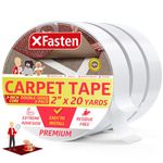 XFasten Double Sided Tape Carpet Tape for Area Rugs and Carpets, Removable, 2 Inches x 20 Yards (3-Pack), Super Strong and Heavy-Duty Rug Tape for Carpet to Floor and Rug to Carpet Applications