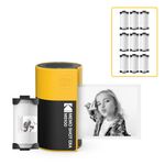 KODAK Memo Shot ERA Kids Instant Digital Camera and Photo Label Printer Bundle, Yellow (Camera with 1 Roll One-Touch Label Cartridge + 9 Rolls Cartridge Set)