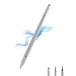 Stylus Pens for Pad, Luntak 3 in 1 Ballpoint Pen, Fiber Tip & Clear Disc Capacitive Stylus Pad Pencil for Apple iPhone/Pad Pro/Mini/Air/Android/Microsoft/Surface All Capacitive Touchscreen - Silver