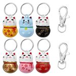 Cobee Pet Collar Bells, 6pcs Colorful Lucky Cat Collar Bells for Kittens Trainning Loud Bells with Breakaway Buckle for Cat Necklace Pendant Cat Collar Bells for Lucky with Key Rings