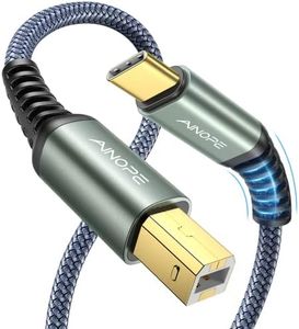 AINOPE Printer Cable,Nylon Braided High-Speed USB 2.0 MIDI Cable Printer Cord to Computer,Type C/Grey/6.6FT