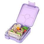 Navaris Bento Box - Bento Lunch Box with 4 Compartments for On The Go, Meal Prep, Snack Packing - Purple