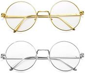 Pro Acme Retro Round Metal Frame Clear Lens Glasses Non-Prescription(Gold+Silver Frame/Clear Lens 2pcs)